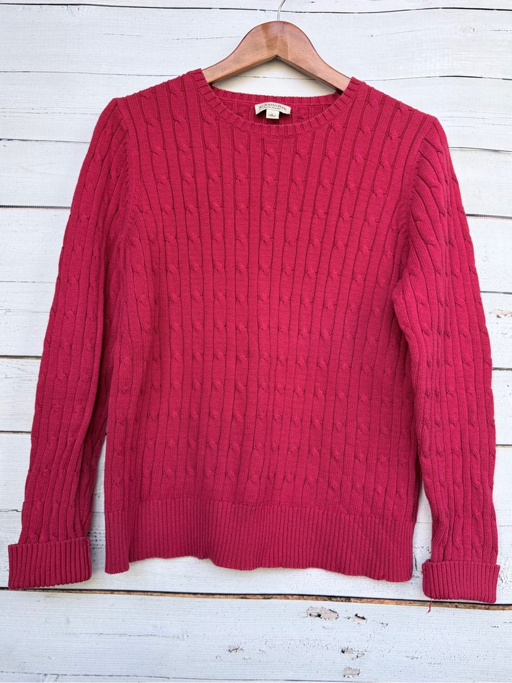 St. John's Bay Cable Knit Crewneck Pullover Classic Sweater - Large